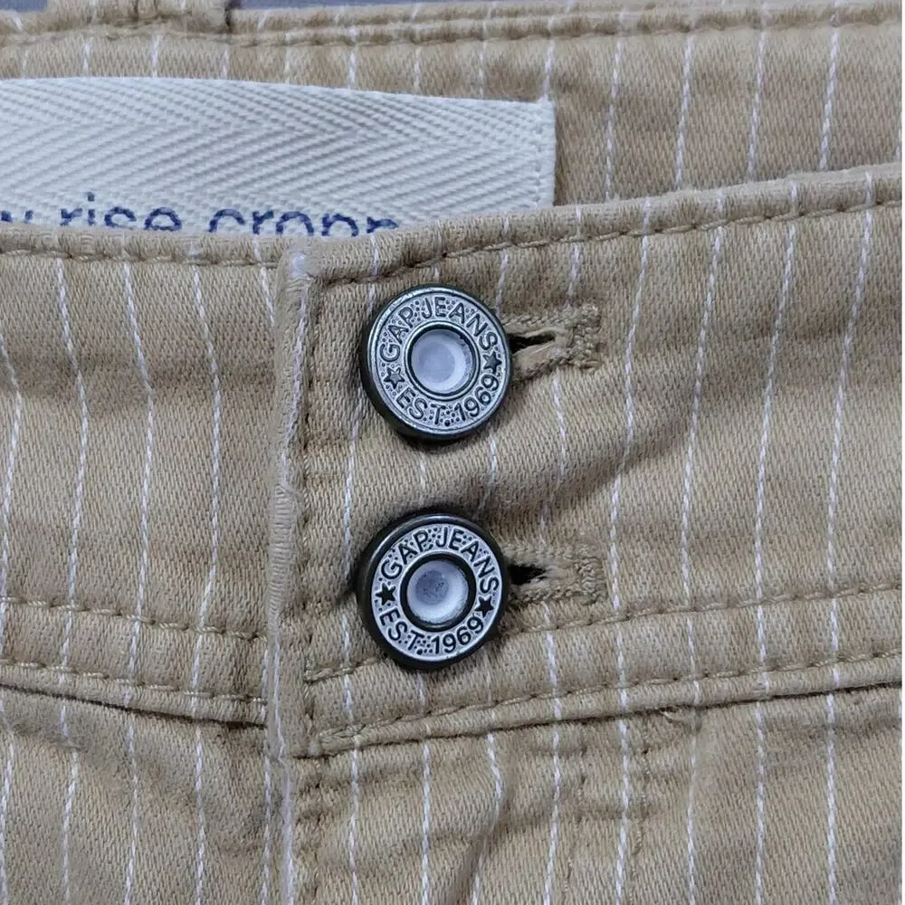 Gap Low Rise Cropped Beige Pocket Pinstripe Capri Pants Women Size 1